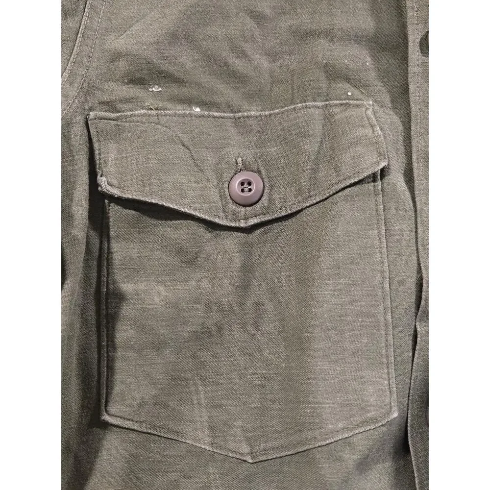 VTG 1971 Vietnam US Army OG-107 Sateen Shirt 14 1/2 X33 NSN:8405-781-8946 #K79k